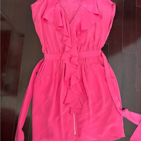 Teenflo Fuchsia Ruffle Mini Dress - Picture 1 of 3